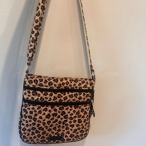 Vera Bradley Brown and Black Crossbody Bag with Leopard Print